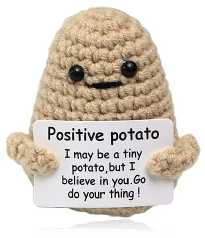 Pocket Hug Positive Potato, 1 pièces Cadeau Original & Amusant, Peluche Insolite, Cadeaux d'anniversaire Utile Rigolo et Créatifs pour Homme, Gadget Utile Rigolo, Objet Collègue Bureau