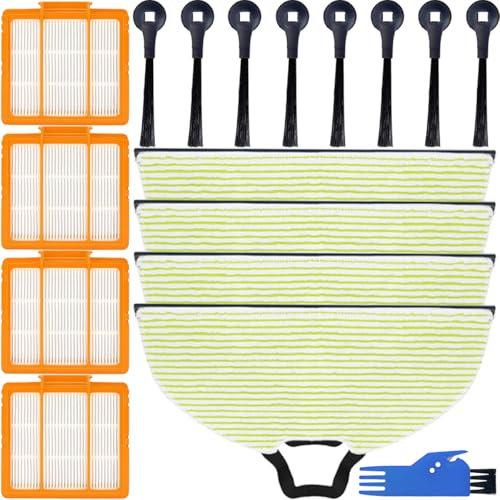 EATBALE Replacement Parts Accessories for Shark RV2610WA RV2620WA RV2410WD AV2610WA AI Ultra 2- in-1 Robot Vacuum Robot Vacuum Cleaner, 8 x Side Brushes, 4 x Mop Pads, 4 x HEPA Filters (16 Pcs)