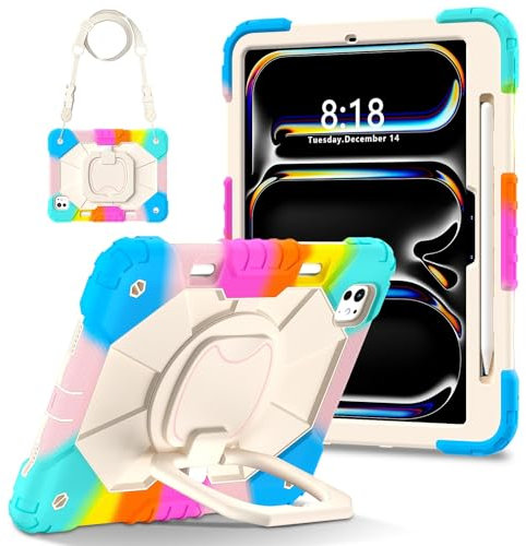 Custodie e borse per tablet PC Compatible with iPad Pro 11 Inch Case 2024 5th Generation (M4) with Pencil Holder&Stand Shockproof Cover, Full-Body Rugged Cover for iPad Pro 11 Inch M4 2024(Colour Blue