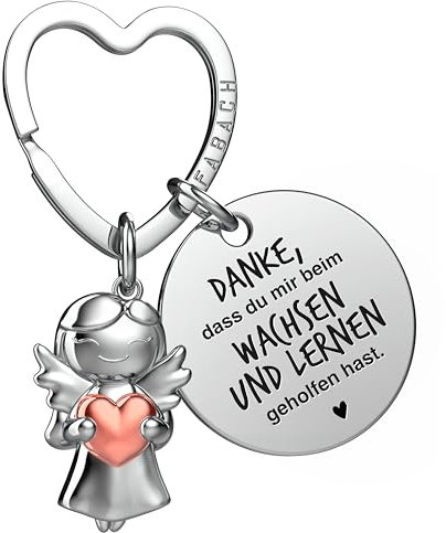 FABACH Beste Erzieherin Schlüsselanhänger Schutzengel Glücksbringer mit Herz und Gravur - Abschied Lehrerin Geschenke Erzieher Schlüsselanhänger - Kindergärtnerin Lehrer Danke Engel Geschenk