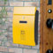 PLMNBQWE An der Wand montierter Briefkasten, großer Briefkasten zur Wandmontage, für den Außenbereich, eleganter Stahl, Briefkasten (gelb)