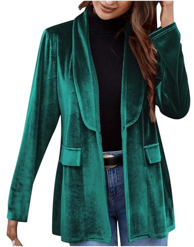 FGVFCS Blazer da donna in velluto casual elegante casual ufficio lavoro a maniche lunghe giacche con risvolto cappotti eleganti giacche da sposa giacca leggera su misura elegante giacca blazer per