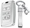 KUNIO Schlüsselhülle für Discovery 5 2020-up Defender für Range Rover Sport Evoque für Jaguar E-Pace AutoschlüsselSchutz Schlüsselanhänger Schlüsselgehäuse B Silber