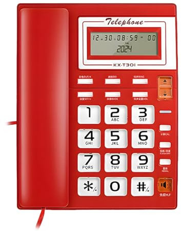 Telefono con grande pulsante, telefono fisso in vetro per anziani commercio, schermo di chiamata, telefono con cavo di chiamata per casa, ufficio, hotel