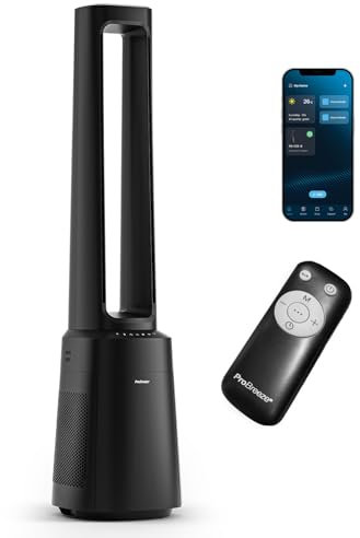 Pro Breeze® OmniAir 41 Smart Bladeless Tower Fan with Air Purifier - Silent Standing Portable Circulator with Remote Control, Wi-Fi, HEPA Filter, LED Display, 10 Fan Speeds, 5 Modes & 60° Oscillation
