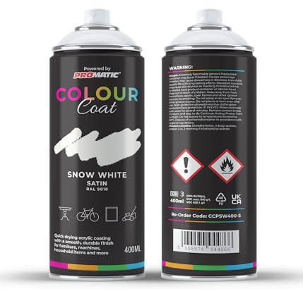 Colour Coat Pro-Matic Snow Pure White Satin RAL 9010 Aerosol Spray Paint 400ml (1)