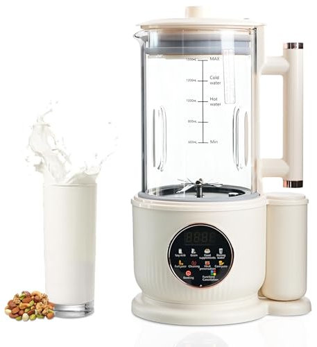 CIGAA Nut Milk Maker 1500ML with Noise-Insulating Cover – 8 in 1 Automatic Soy Milk Maker with Auto Clean and Heating – Includes Milk Frother Function