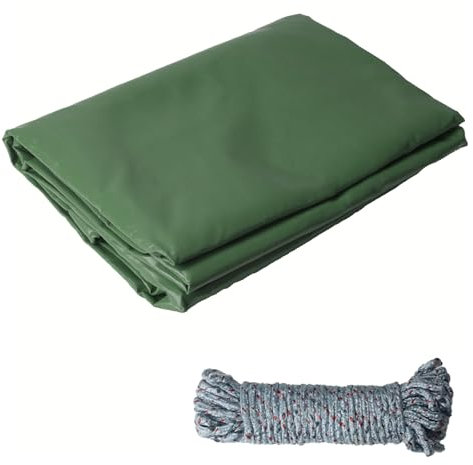 COEWUR Lona Impermeable Exterior 420 g/m² Lona de Protección con Ojales y 10m Cuerda 3 x 4m Lonas Resistente a Los Rayos UV para Piscina Coche Barco Madera Muebles de Jardín (Verde)
