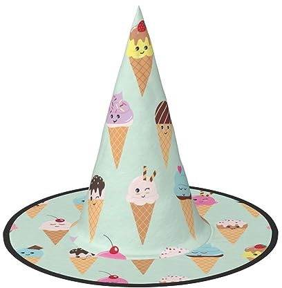 Bkdogkt Hexenhut mit Eistüten für Erwachsene, Karneval, Halloween, Party, Maskerade, Cosplay, Urlaubsdekoration