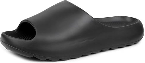 alpine swiss Edgar Men's Cloud Slides | Ultra-Comfortable Arch Support Pillow Slippers | Lightweight Waterproof | Non-Slip Recovery Sandals for Shower Pool Gym Shoes BLK 9