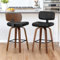 LUE BONA 360°Drehbarer Barhocker 2er Set mit Lehne,67cm Hoch Drehsessel–Barstuhl Holz mit 7cm Kunstleder Sitzfläche,Bar Hocker mit 4 Holzbeinen,Moderner Barstuhl für Küche,Theke,Schwarz