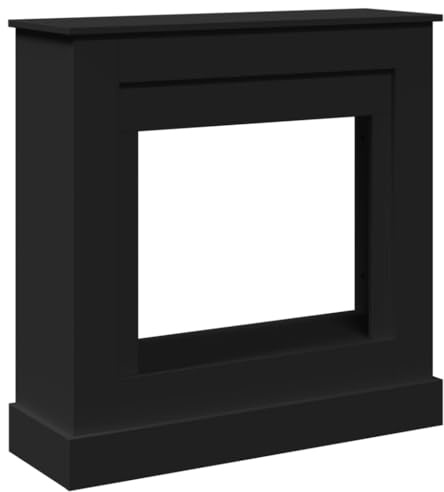 SDWEHBJ Kaminumrandung, Dekorativer Kaminrahmen, Kaminkonsole, Dekokamin für Bilderrahmen, Blumen, Feuchtigkeitsbeständig, Schwarz 90x30x90 cm Holzwerkstoff