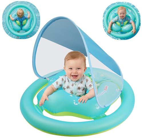 Oziral Baby Schwimmring mit abnehmbarem Sonnenschutz, Doppelring-Design. Geeignet für Babys von 12 bis 36 Monaten. EIN ideales Spielzeug für Kinderpools und Flache Strände