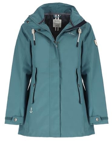 Dry Fashion Damen Funktionsmantel Leer - Funktionsjacke Navy, Größe 52 | Wind- & wasserdicht, Atmungsaktiv, Verschweißte Nähte, 2-Wege-Reißverschluss abgedeckt, Kapuze abnehmbar, Taillenregulierung