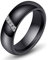 PAURO Damen Schräg Stange Zirkon Engagement Hochzeit Band Ringe Keramik Schwarz Größe 57 (18.1)
