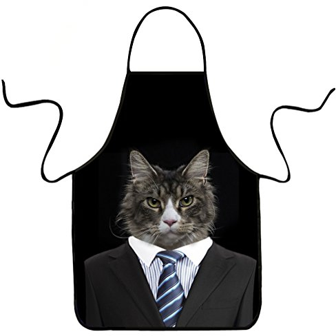 VIPbuy Kochschürze Küchenschürze Grillschürze schwarze lustige Schürze Damen Männer Herren Erwachsene Ehepaar Katze Schürze waschbar schwarz
