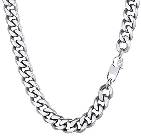 PROSTEEL Thick Steel Cuban Chain Men and Women 12mm 24 inch Old School Chains Stainless Steel Curb Necklace