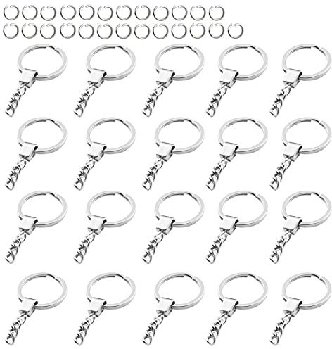 25 Piezas Llavero Anillos Cadena 30 mm de Diámetro para Llaves Manualidades (Plata)