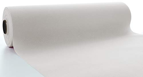 Mank Airlaid Tischläufer 40 cm x 24 m | Gastronomie | Tischdecken-Rolle stoffähnlich | praktische Einmal-Tischdecke | Uni | Neutral | 1 Stück | (Pebble Stone)