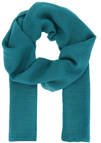 Pfauenblauer Damen Schal Tuch Pailletten 20% Baumwolle 80% Viskose - Langer und Rechteckiger Maxi Schal 180cm x 70cm - Glitzernder Original Tücher Modern und Modisch - Hochzeit Stola