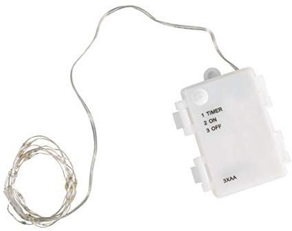 Rayher 69252159 Mini LED-Lichterkette für Außen- und Innenbereich, flexibel, biegsam, batteriebetrieben, Länge 130 cm, 20 LED-Lämpchen, warmweißes Licht