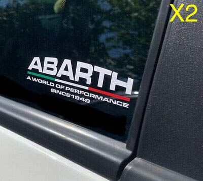 SCOOBY MAD Abarth World of Performance Fensteraufkleber, passend für Fiat 500 / 595 Kofferraumflügel, 2 Stück