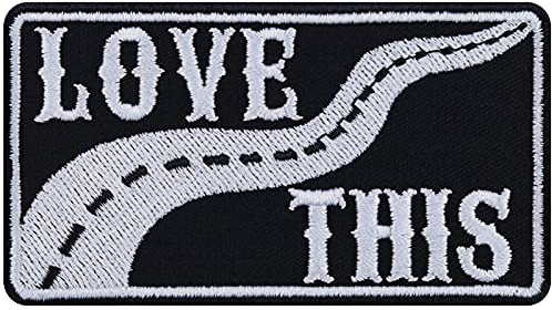 Route66 Aufnäher zum annähen/aufbügeln LOVE THIS Biker Aufbügler/Patch Bügelbilder | Nostalgie Vintage Motorradfahrer Applikation zum annähen | 90x50mm