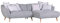Möbel Jack Ecksofa - Hellgrau - Mikrofaser - 280 x 175 cm - mit 6 Kissen in Creme