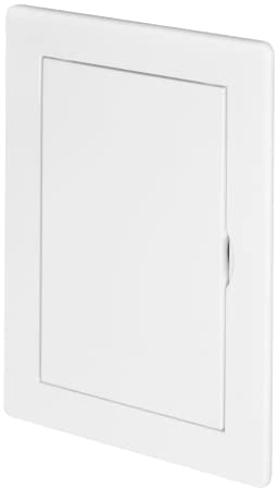 Awenta Puerta de Acceso Plástico 100x150 mm - Placa de Cubierta Blanca para Trampilla de Apertura - Cerradura de Puerta Abatible - Perno de Puerta - Puerta Extraíble - Acabado Liso Pintable