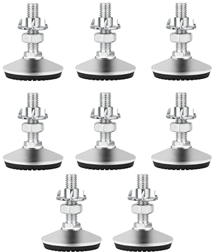 Drenky Piedini per Mobili Regolabili, Piedini di Livellamento M8 x 30mm in Acciaio Inox Robusto Vite Regolabile Con Base in Gomma Antiscivolo e Dado, 8 pezzi