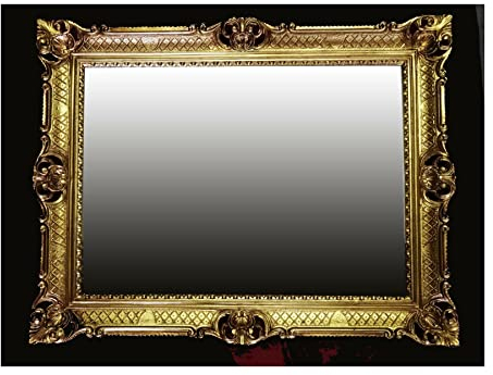 Generisch WANDSPIEGEL BAROCKSPIEGEL Spiegel 90x70 cm ANTIK BAROCK Rokoko Shabby CHIC Renaissance JUGENDSTIL Retro Design MIT ORNAMENTVERZIEHRUNGEN LUXURIÖS PRUNKVOLL (Gold) 58SP