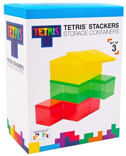 Fizz Creations Tetris™ Storage Containers - Yellow, Red & Green. Tetrimino Shaped Fridge & Freezer Storage Boxes. Officially Licensed Tetris™ Merchandise