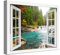 PICANOVA – Bosque Río Cascada Ventana 40x30cm – Cuadro sobre Lienzo – Imagen Impresión Montado sobre Marco De Madera – Cuadro Decoración Moderno para Salón o Dormitorio – Colección Bosque