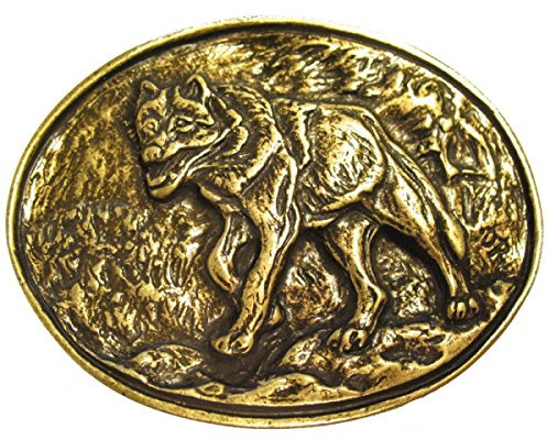 BELTINGER Gürtelschnalle Wolf 4,0 cm | Buckle Wechselschließe Gürtelschließe 40mm Massiv | für Jagd-Outfit | Wechselgürtel bis 4cm | Altmessing