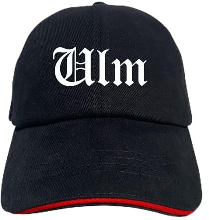 ULM Cappy - Altdeutsch Bedruckt - Schirmmütze - Schwarz-Rotes Cap OneSize-SchwarzRot