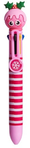 Tinc - Mehrfarbiger Kugelschreiber Weihnachtskuchen - Mit 8 Farben und Einziehbarer Mechanismus - Lustige Schulbedarf für Kinder - Ideal für Geschenke und Partys - Rosa