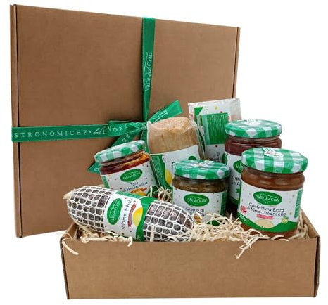 Valle del Crati Cestino di Pasqua con 7 Prodotti | Box Regalo di Pasqua con Formaggio, Dolci ai Fichi, Spezie, Sottoli e Creme | Cesto Pasquale