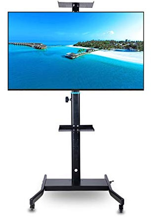 Meuble TV Portable Meuble TV Universel Pivotant au Sol pour la Plupart des téléviseurs LCD LED OLED Plasma Plats incurvés de 32 à 52 Pouces Réglable en Hauteur avec Gestion des Câbles Max VESA