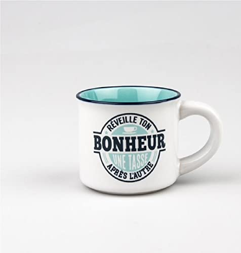 udc Kontiki - Taza espresso y su posavasos de loza personalizados - Felicidad