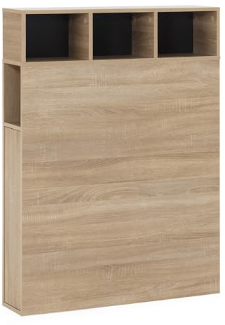 Zeus Bett-Kopfteil, 95 cm, mit Aufbewahrung, Eiche, 2 Türen, 9 Fächer