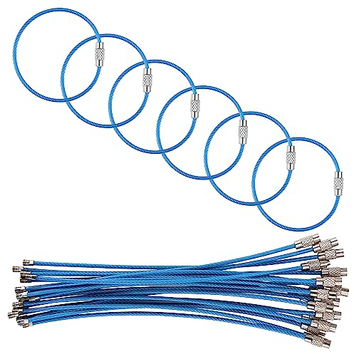 luvtree Multifunktionale Hellblau Schlüsselanhänger Kabelringe, Edelstahl Draht, mit Kunststoff umwickelt, Länge 150 mm, ideal für Gepäckanhänger, Küchenutensilien, Pflanzenetiketten, Warnschilder