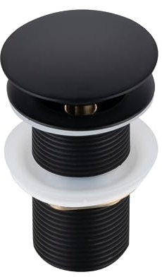 BALNEO Bouchon Évier Universel Click Cone Pop-Up Noir, Laiton, Antirouille, 4 Joints, Jeu de Becs, 66mm X G1 1/4, sans Trop-Plein, Click A