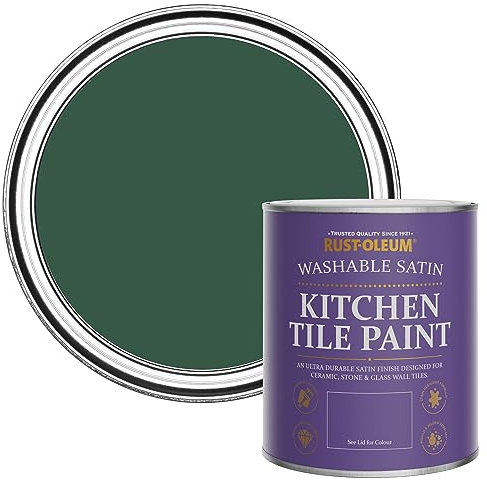 Rust-Oleum Peinture Verte Résistante à l'eau pour Faïence de Cuisine, Finition Satinée - Pinède 750ml