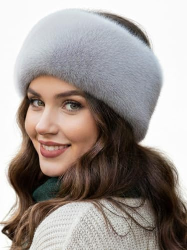TRIFOLIUM Women’s Grey Faux Fur Headband Lapin synthétique argenté Taille Unique (HDB6387-One Size-Rabbit-LGY)