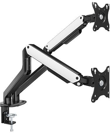 YUZDNM Mit mechanischen Federn Tisch TV Ständer – Dual Monitor Ständer für 17-32 Zoll Bildschirme, höhenverstellbare Dual Monitor Tischhalterung, Tragfähigkeit bis zu 9kg pro Arm