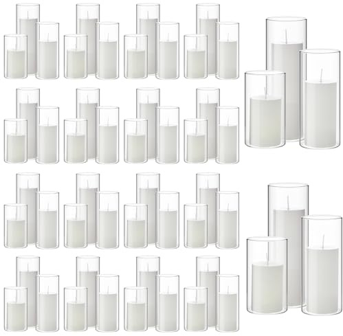 Shihanee 108 Pcs Pillar Candles, Cylinder Vases 54 Sets,White