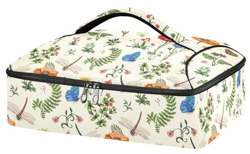Kcldeci Borsa termica termica per casseruole con fiori ed erbe aromatiche, per cibi caldi o freddi, borsa termica per picnic, grigliate e spiagge, Multicolore, Taglia unica, casa