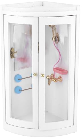 BSTCAR 1:12 Skala Miniatur Bad Dusche Zimmer Holz Niedlich Puppenhaus Möbel Modell Pretend Play DIY Dekoration Zubehör Puppenhaus