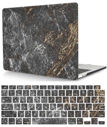 Hülle Case Kompatibel mit MacBook Pro 13 Zoll 2012 2011 2010 2009 2008 Freisetzung A1278 mit CD-ROM, Ultradünne Plastik Hartschale Schutzhülle & Tastaturschutz, Schwarzer Marmor