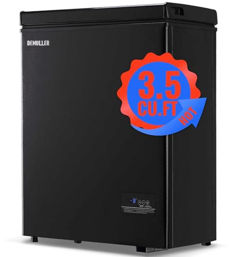 DEMULLER Mini Deep Freezer Top Open Door Compact Freezer Chest Freezer with Removable Storage Basket for Home Kitchen Garage